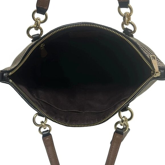 COACH exploit reps Khaki Dark Brown Jacquard Leather - Handbag - Picture 6 of 9